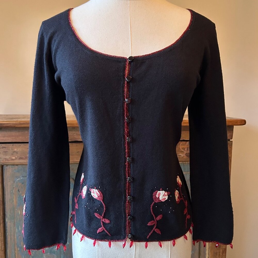 Vintage Betsey Johnson New York Scoop Neck Cardigan